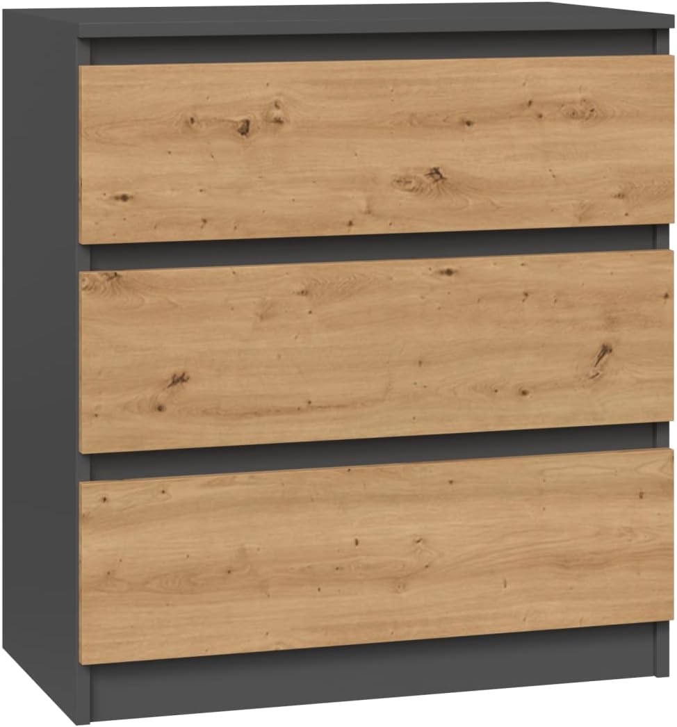 Commode 3 tiroirs 75x40x70 cm anthracite bois