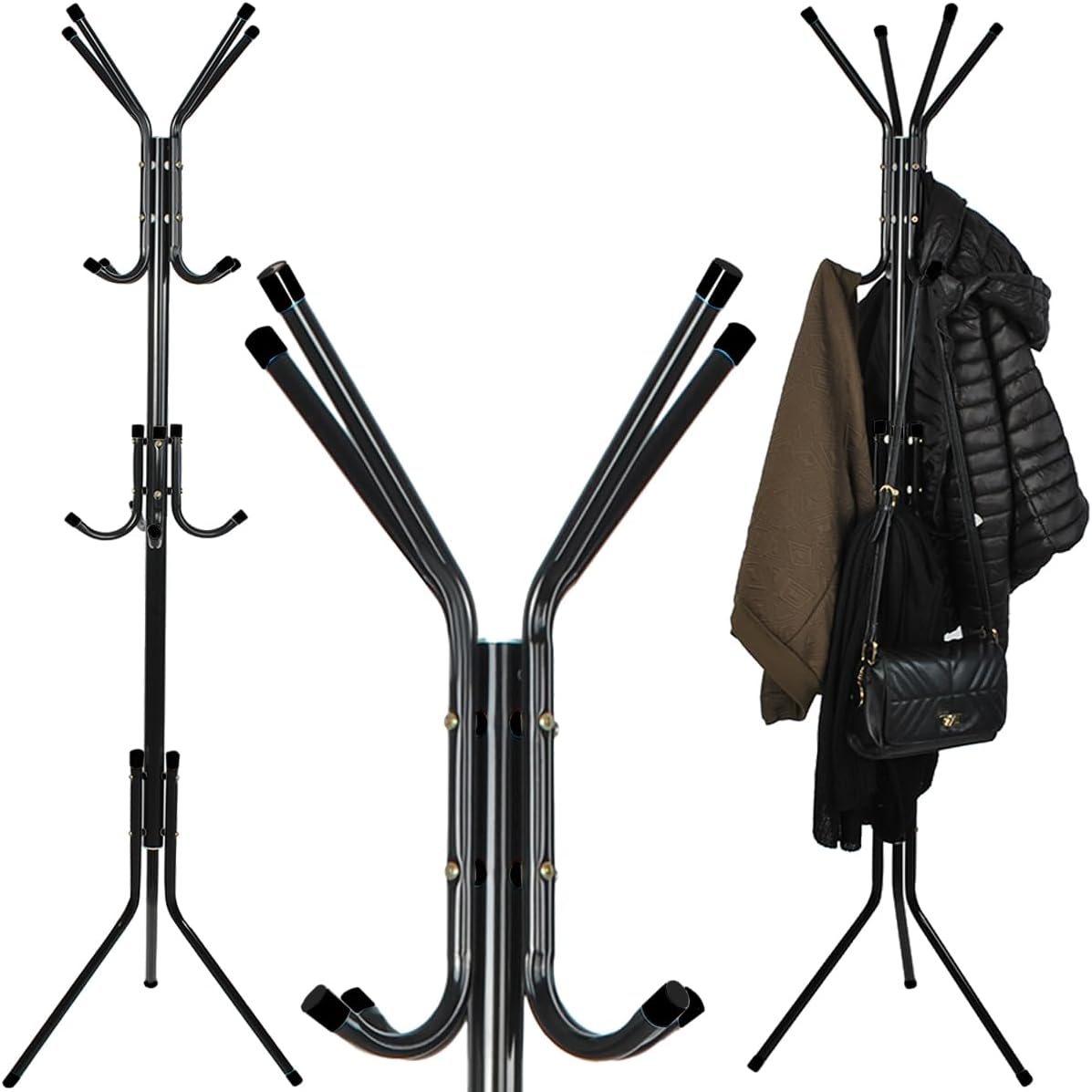Porte manteaux 12 crochets 170 cm - noir