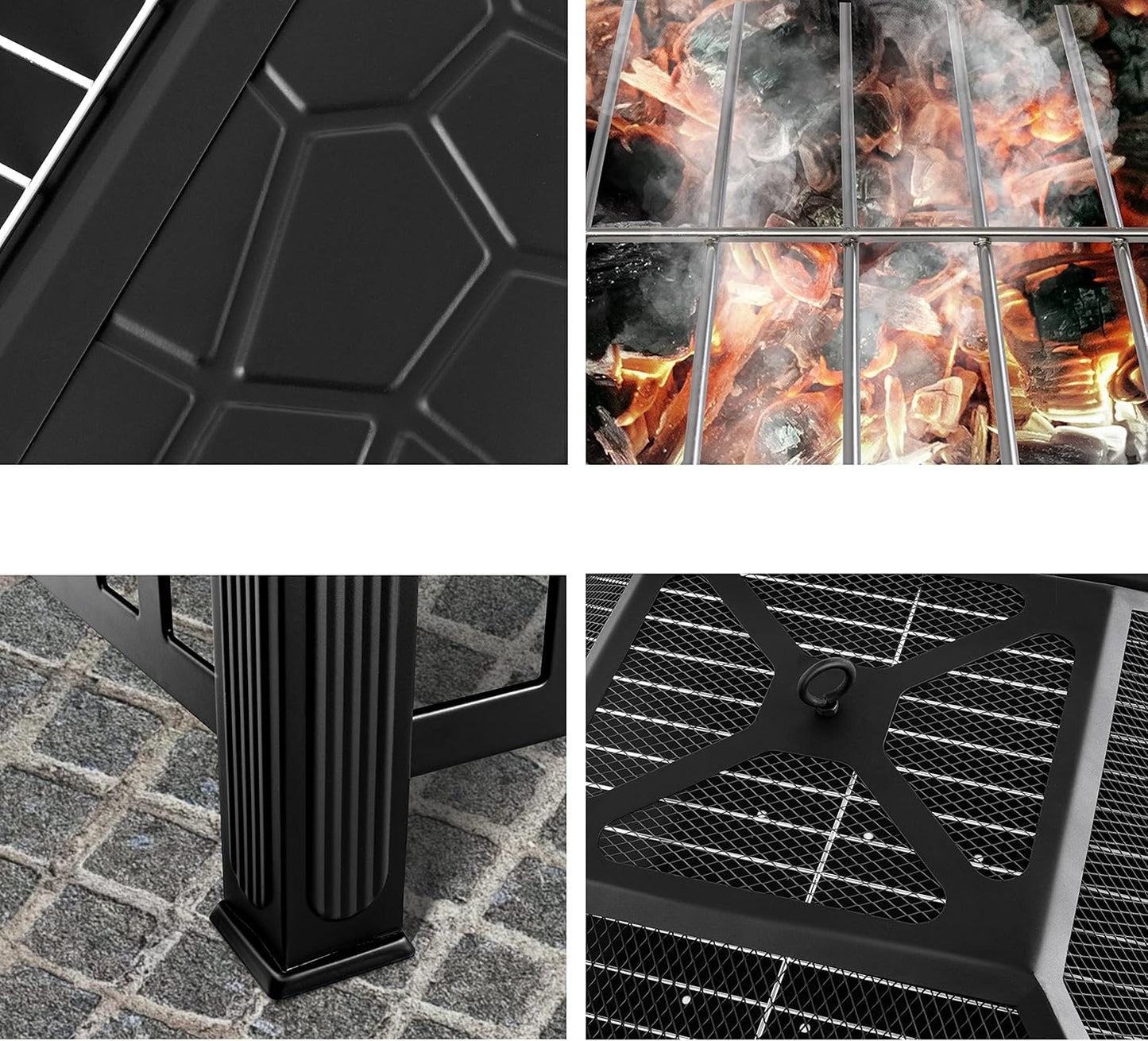 Brasero, 3 en 1 Foyer Multifonctions Chauffage/Barbecue en métal avec Housse de Protection