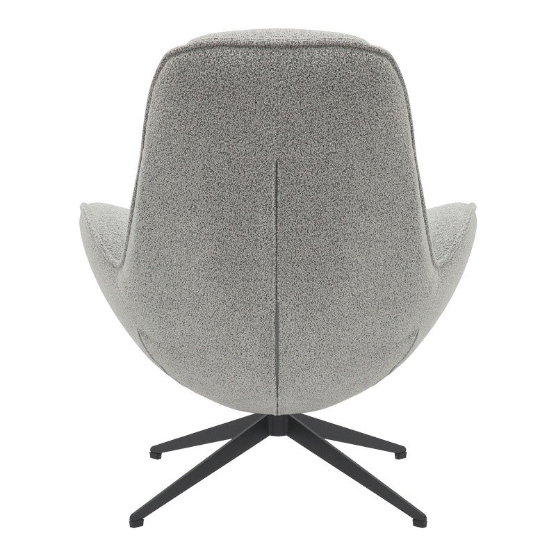 Fauteuil Rotatif Flago en Tissu Boucle Gris Clair 85x88x103.5cm