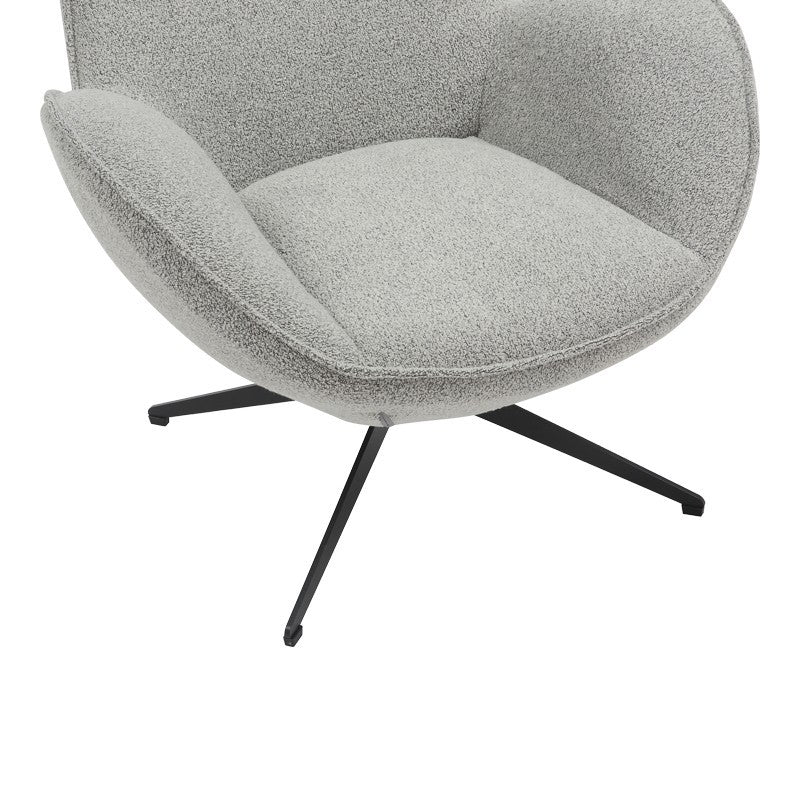Fauteuil Rotatif Flago en Tissu Boucle Gris Clair 85x88x103.5cm