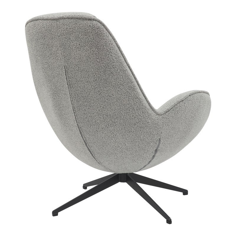 Fauteuil Rotatif Flago en Tissu Boucle Gris Clair 85x88x103.5cm