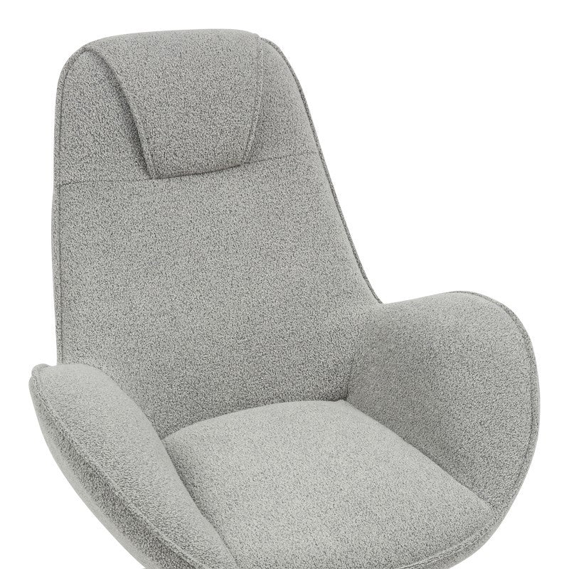 Fauteuil Rotatif Flago en Tissu Boucle Gris Clair 85x88x103.5cm