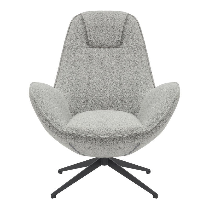 Fauteuil Rotatif Flago en Tissu Boucle Gris Clair 85x88x103.5cm