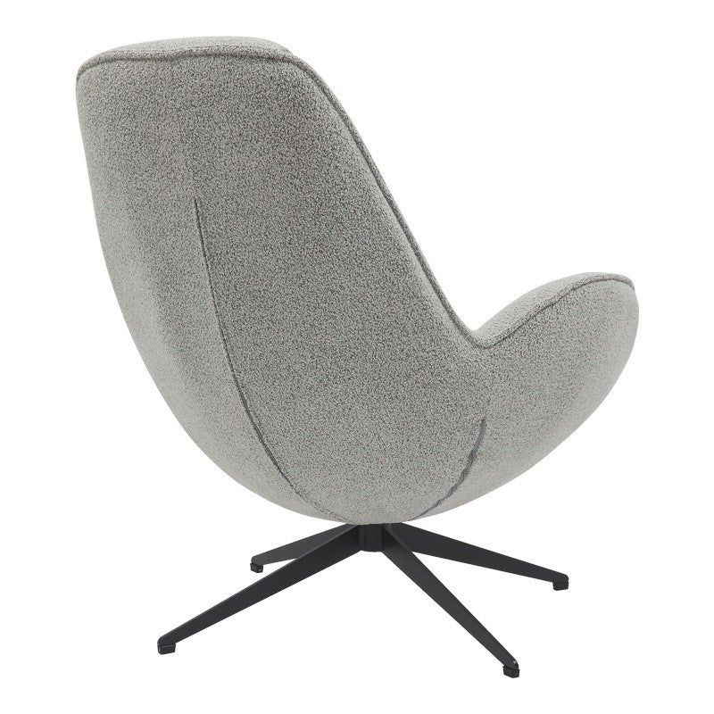 Fauteuil Rotatif Flago en Tissu Boucle Gris Clair 85x88x103.5cm