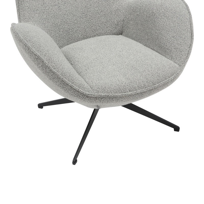 Fauteuil Rotatif Flago en Tissu Boucle Gris Clair 85x88x103.5cm