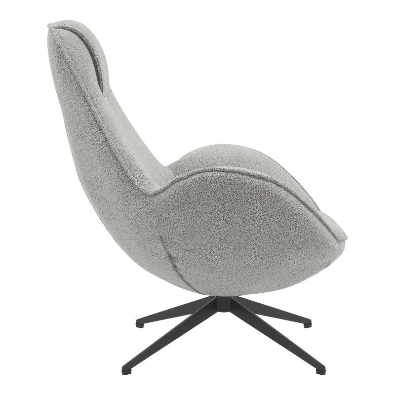 Fauteuil Rotatif Flago en Tissu Boucle Gris Clair 85x88x103.5cm