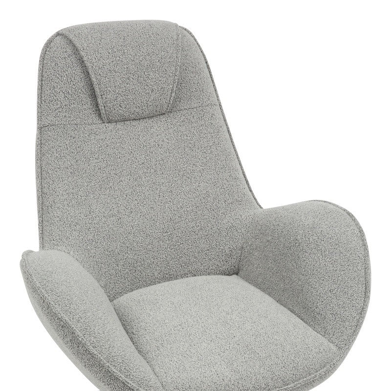 Fauteuil Rotatif Flago en Tissu Boucle Gris Clair 85x88x103.5cm