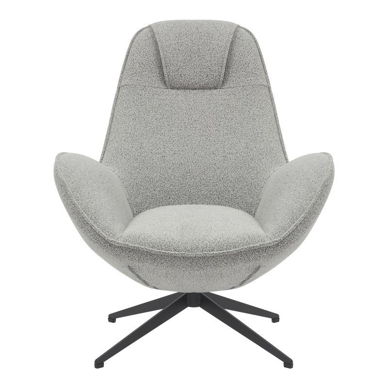 Fauteuil Rotatif Flago en Tissu Boucle Gris Clair 85x88x103.5cm
