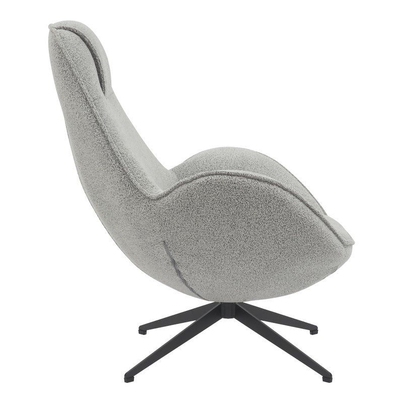 Fauteuil Rotatif Flago en Tissu Boucle Gris Clair 85x88x103.5cm