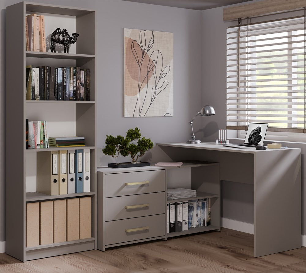 Bureau d'angle NOZE 3 tiroirs Gris 120X50X76 cm