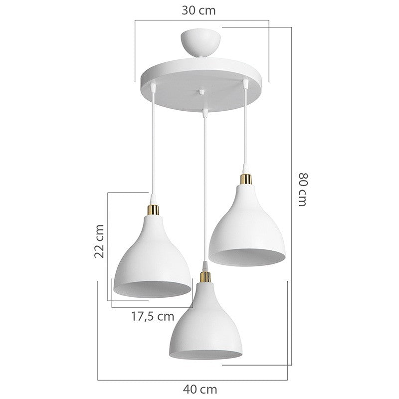 Plafonnier suspension luminaire Lofty Å27 blanc D40x80cm