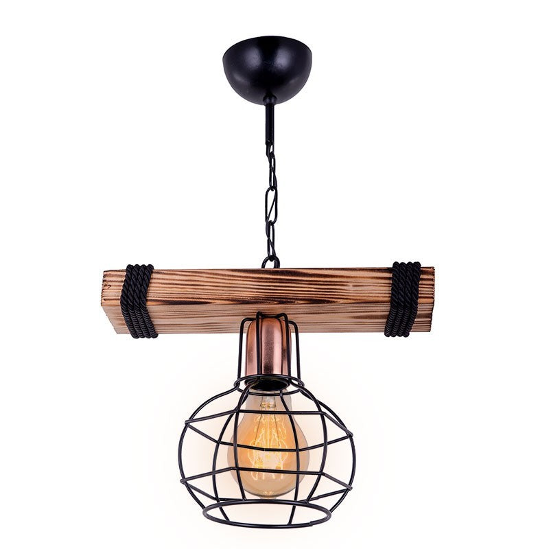 Suspension luminaire Plafonnier E27 noyer-noir 28,5x15x50cm