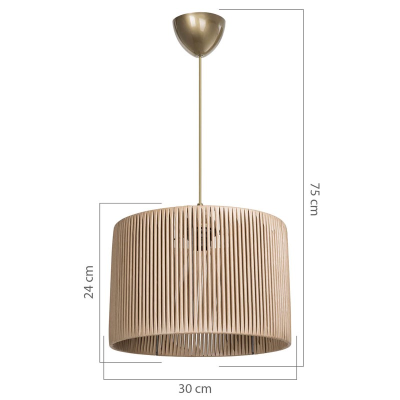 Suspension luminaire Plafonnier Ε27 naturel D30x75cm