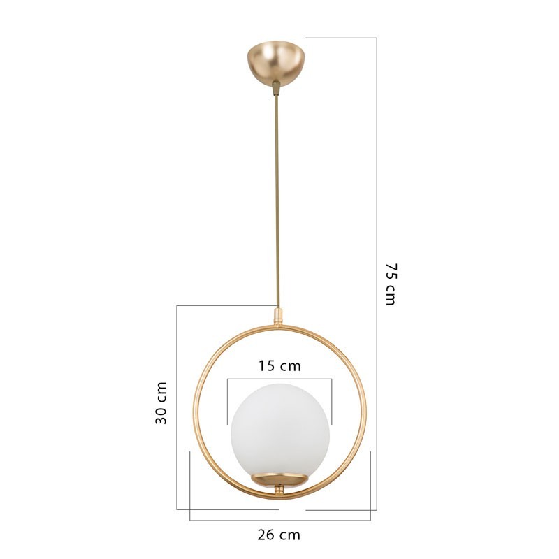 Suspension luminaire Plafonnier Ε27 doré D26x75cm