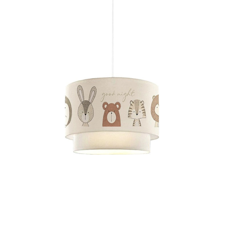 Plafonnier suspension luminaire pour enfants E27 blanc-gris-marron D30x20cm