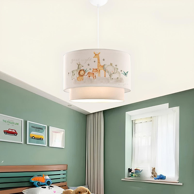 Suspension luminaire Plafonnier pour enfants E27 blanc-gris-orange D30x70cm