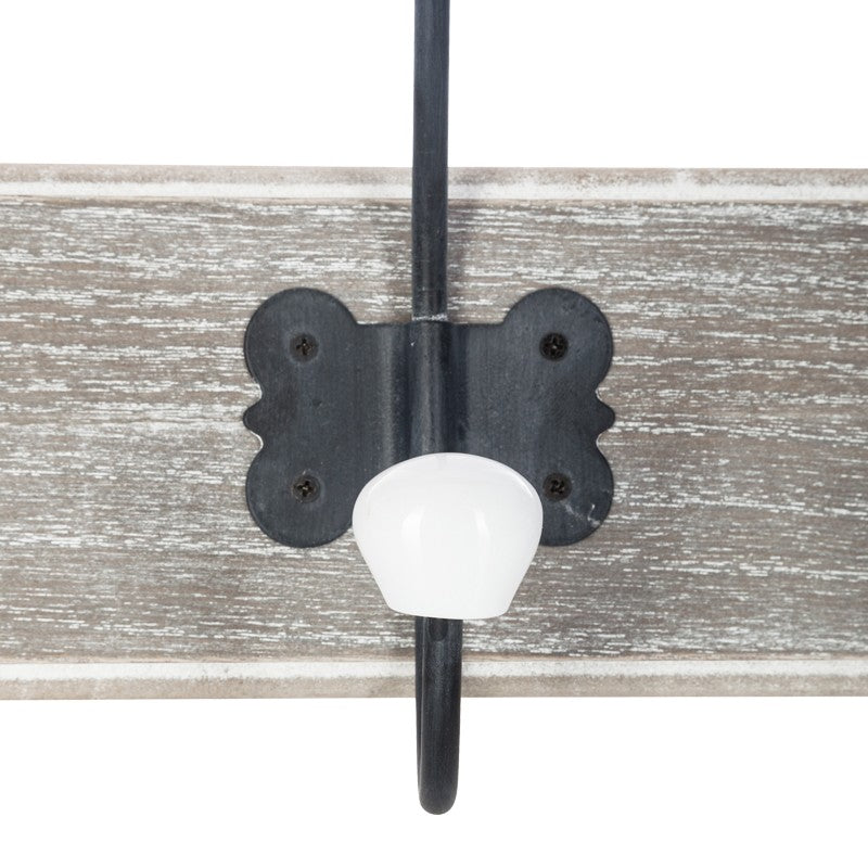 Porte manteau patère bois gris antique 19,5x9x60,5 cm