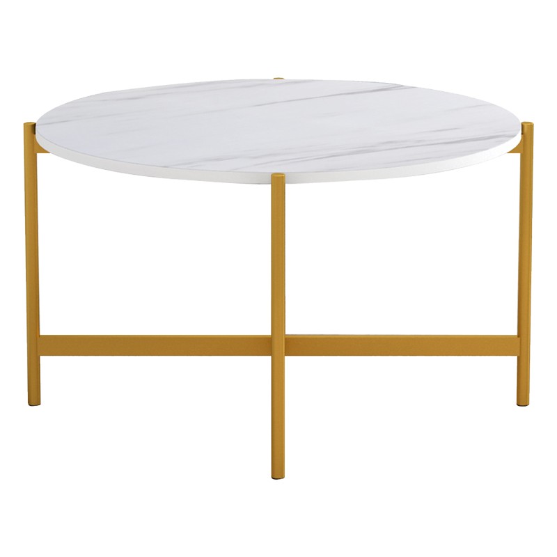 Table basse marbre blanc pied doré 80x45 cm