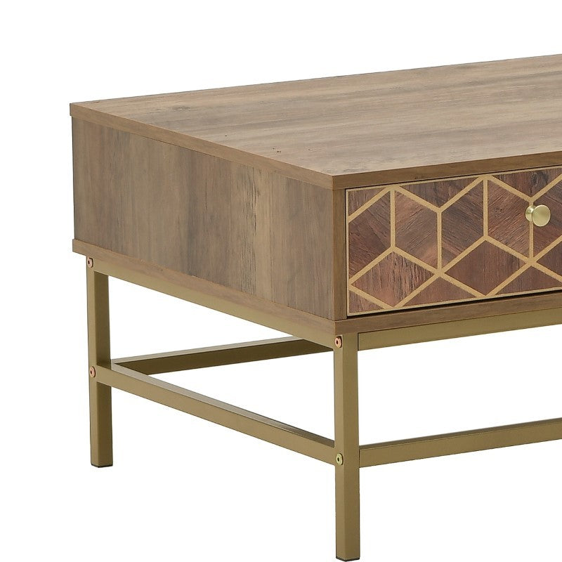 Table basse bois brun doré 101x59x43 cm