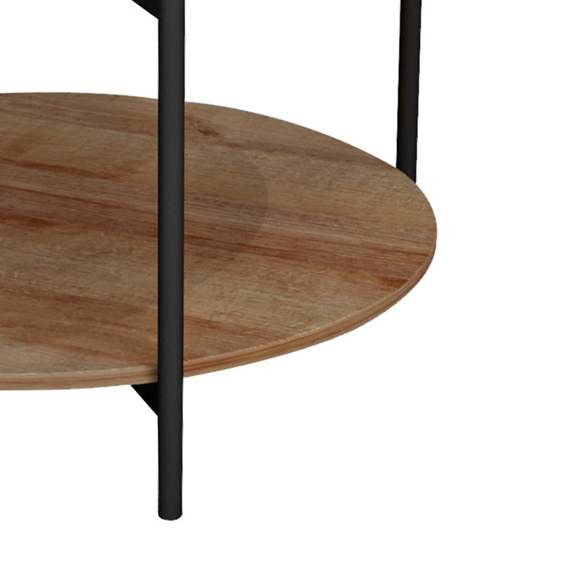Table basse bois mélamine naturel noir 80x45 cm