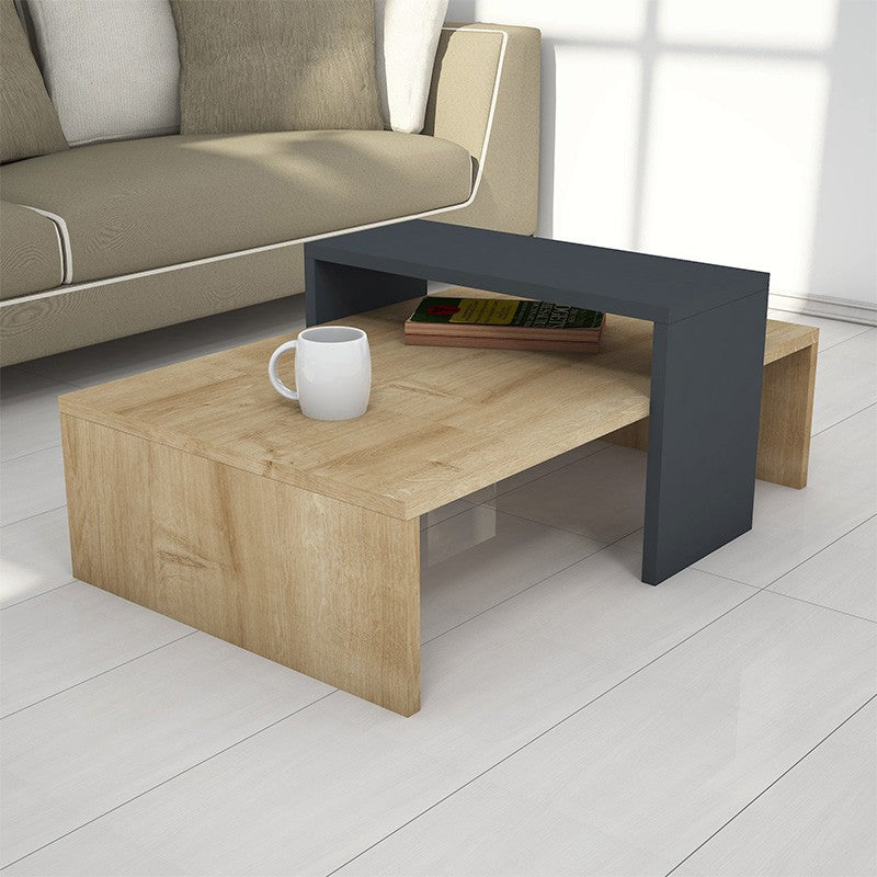 Table basse Glow bois chêne anthracite 80x50x32 cm