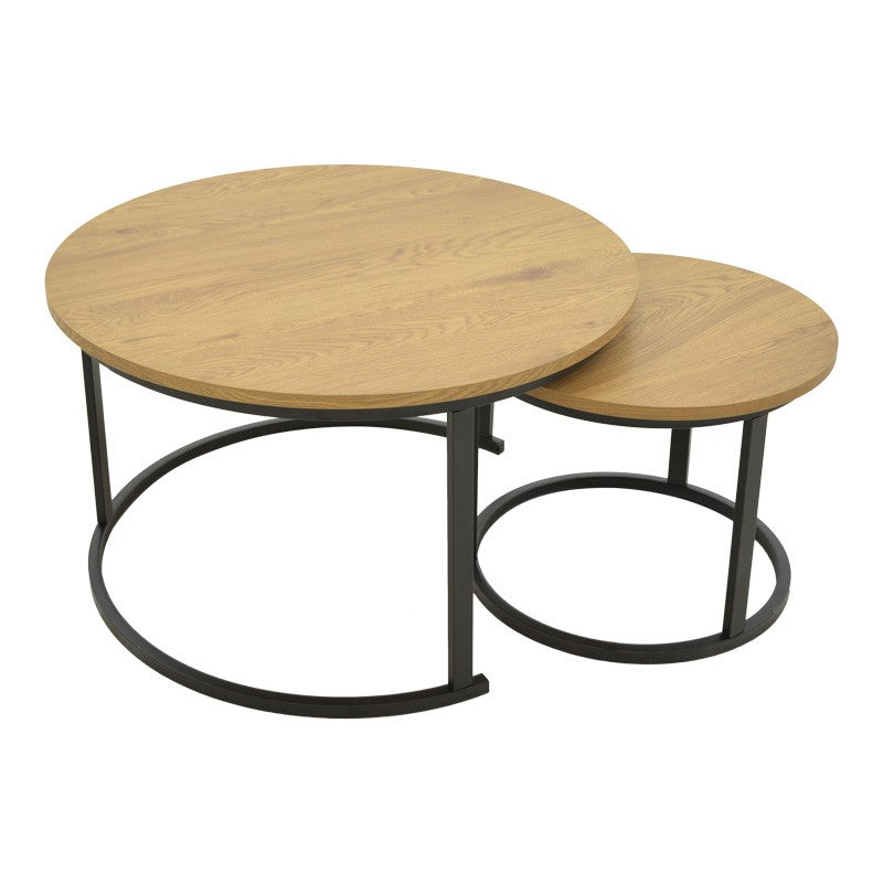Lot de 2 table basse mdf couleur chêne