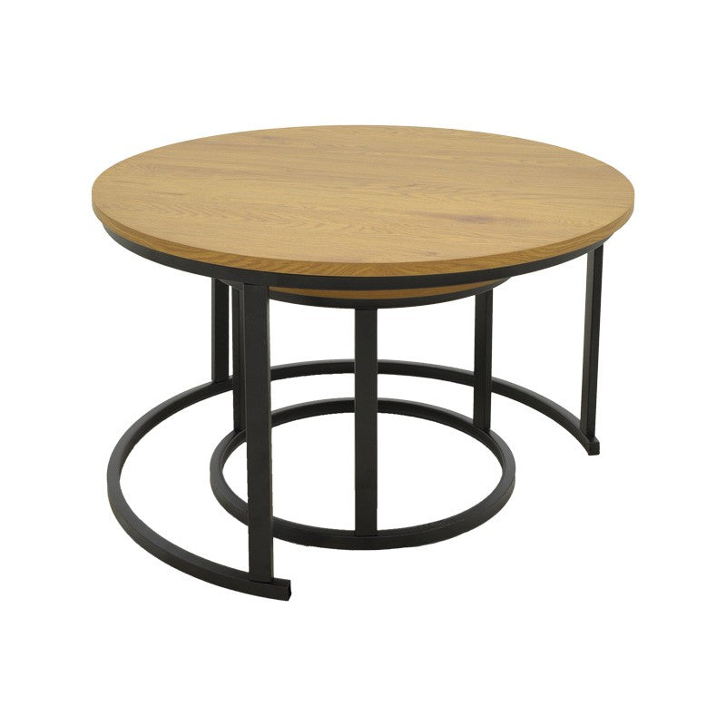 Lot de 2 table basse mdf couleur chêne