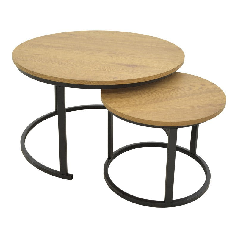 Lot de 2 table basse mdf couleur chêne