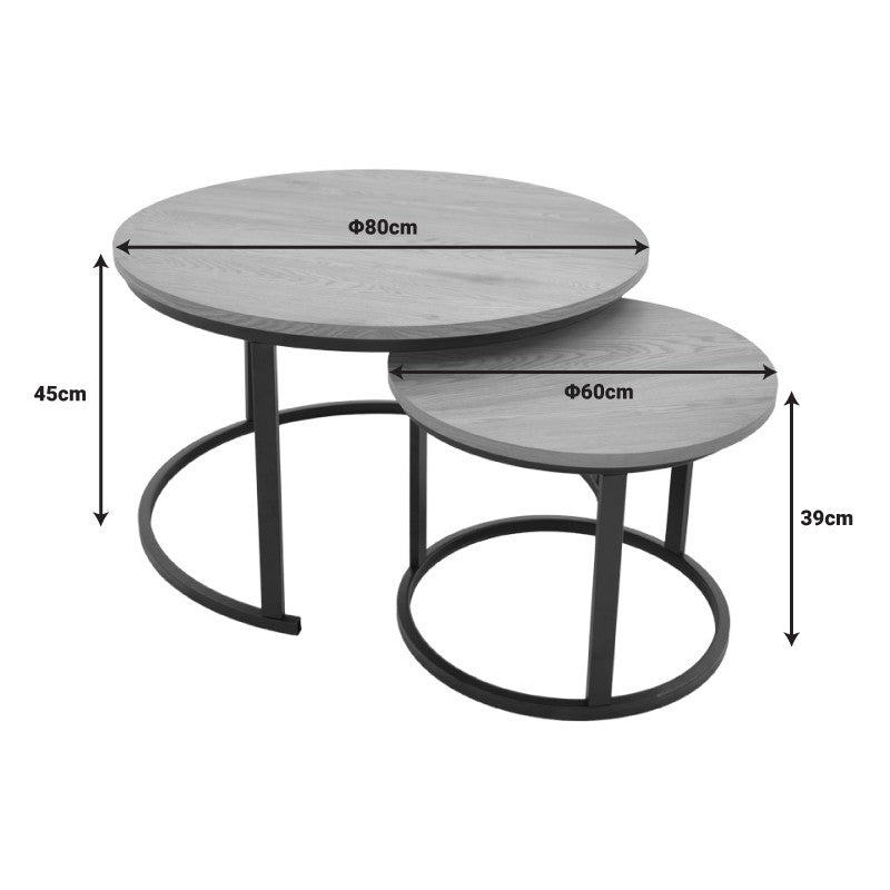 Lot de 2 table basse mdf couleur chêne