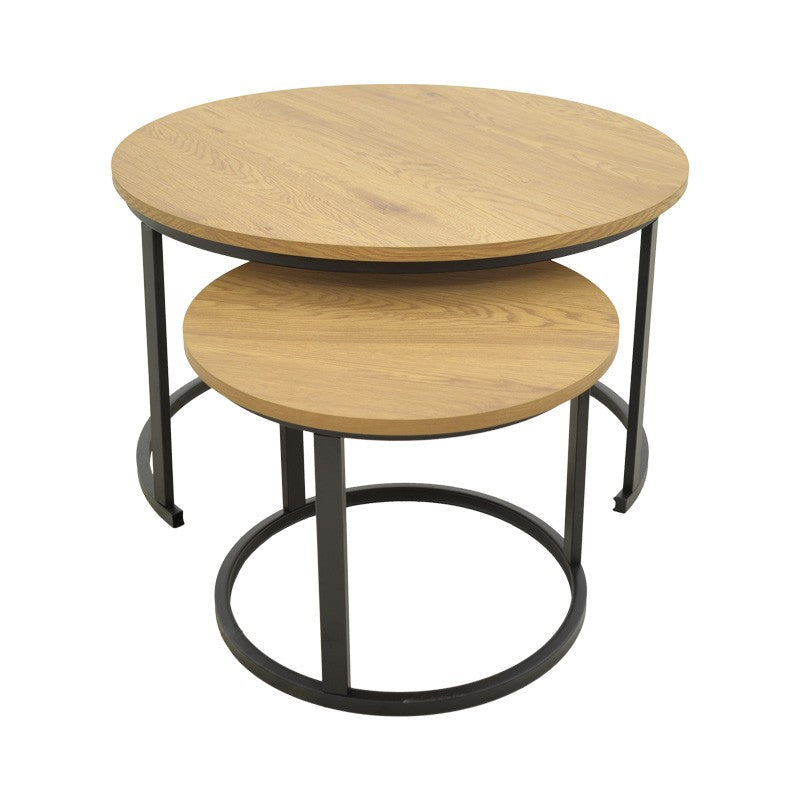 Lot de 2 table basse mdf couleur chêne