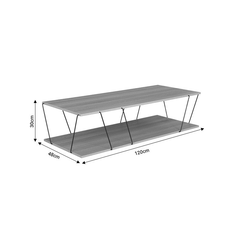 Table basse bois chêne noir 120 x 48 x 30 cm