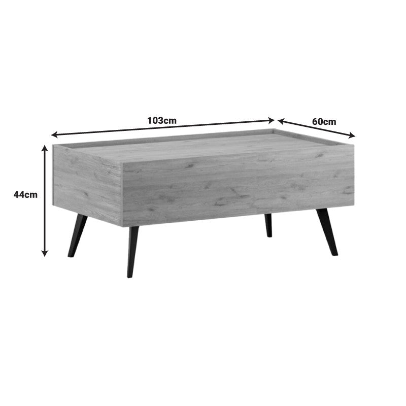 Table basse avec tiroir bois chêne 103x60x44 cm