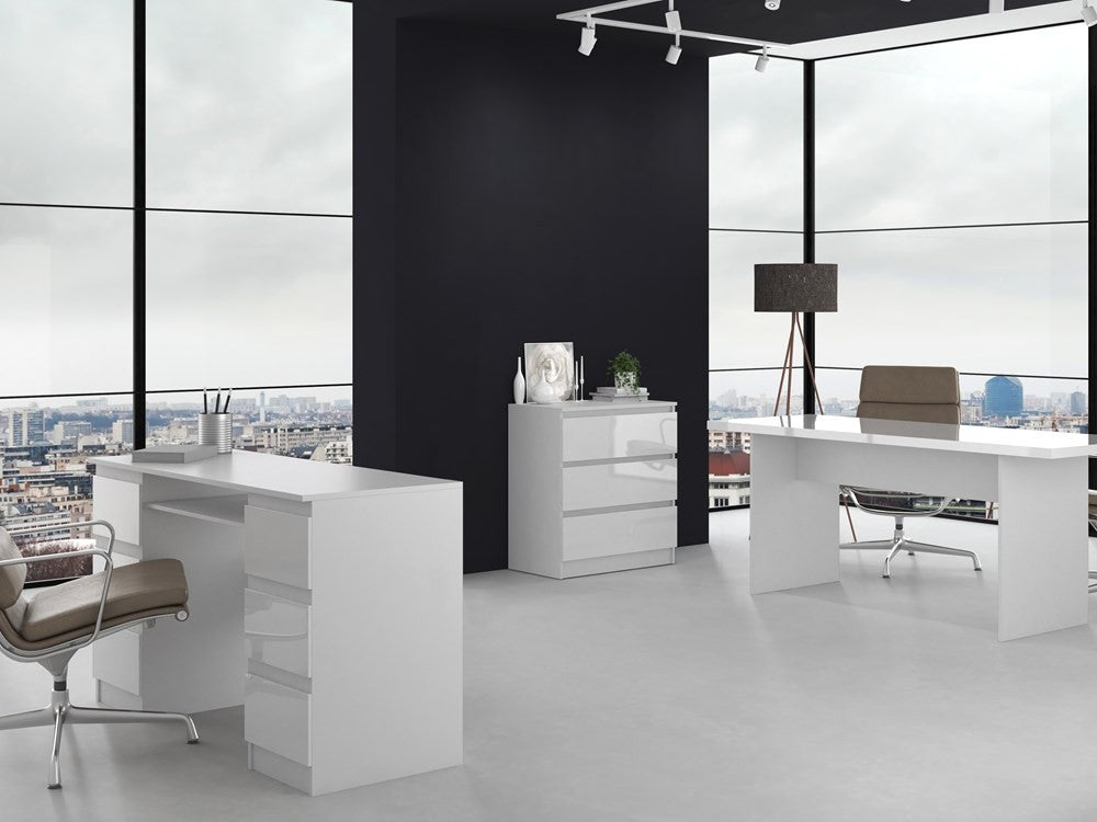 Commode 3 tiroirs 75x40x70 cm blanc brillant