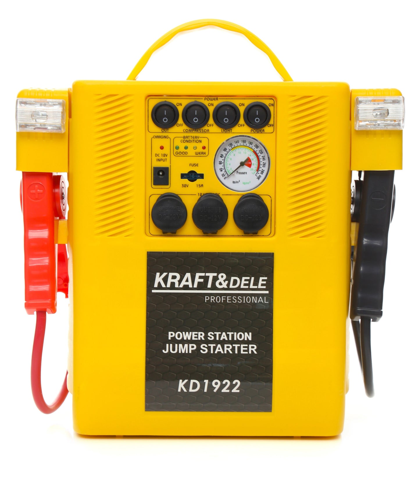 Démarreur multifonctions 4 en 1 : démarreur, compresseur, lampe torche