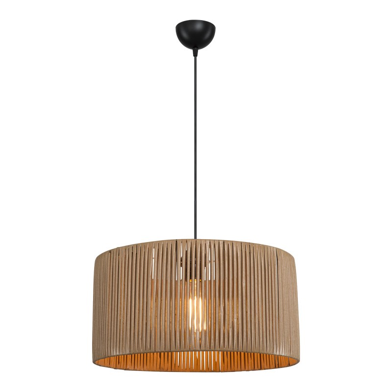Suspension luminaire plafonnier abat jour naturel 40x20 cm