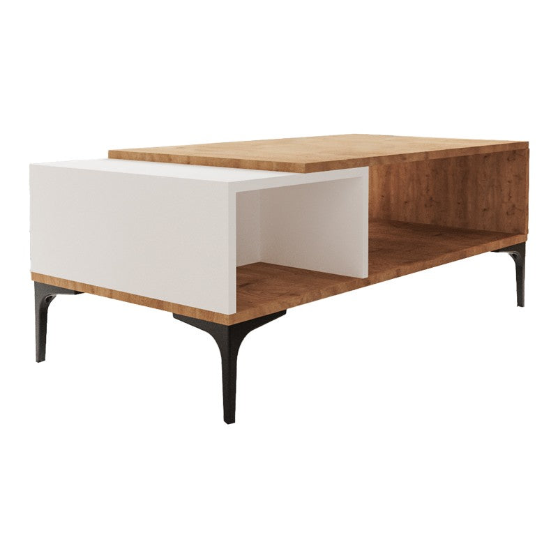 Table basse bois chêne blanc 90x50x37 cm