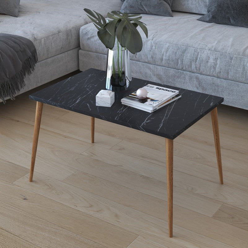 Table basse aspect marbre noir 70x45x42 cm