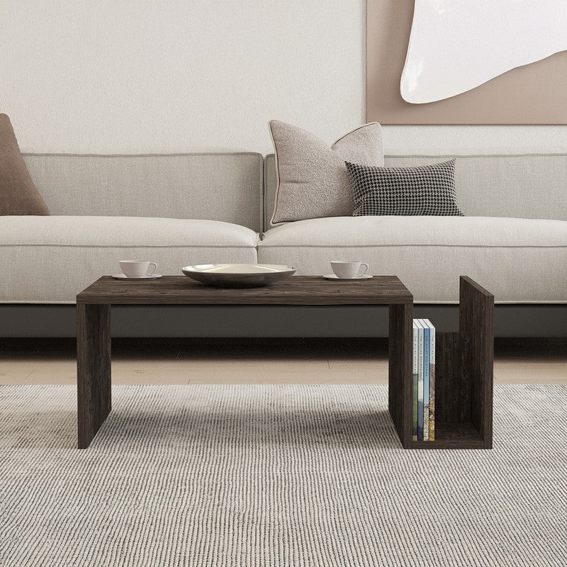 Table basse bois noyer foncé 86,8 x 50 x 32,4 cm