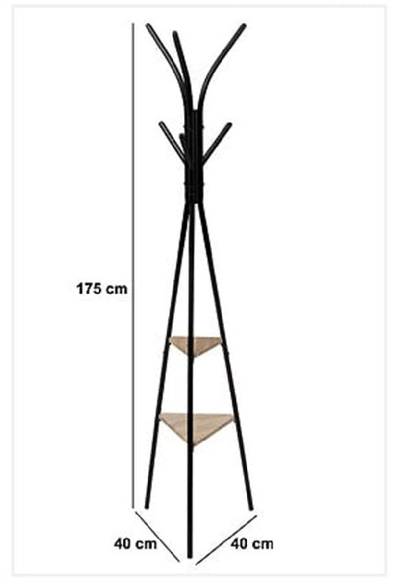 Porte manteau 6 tiges avec étagères bois 40x40x175 cm