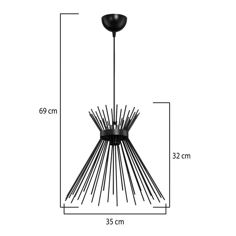 Suspension luminaire plafonnier métal abat jour noir 20x33 cm