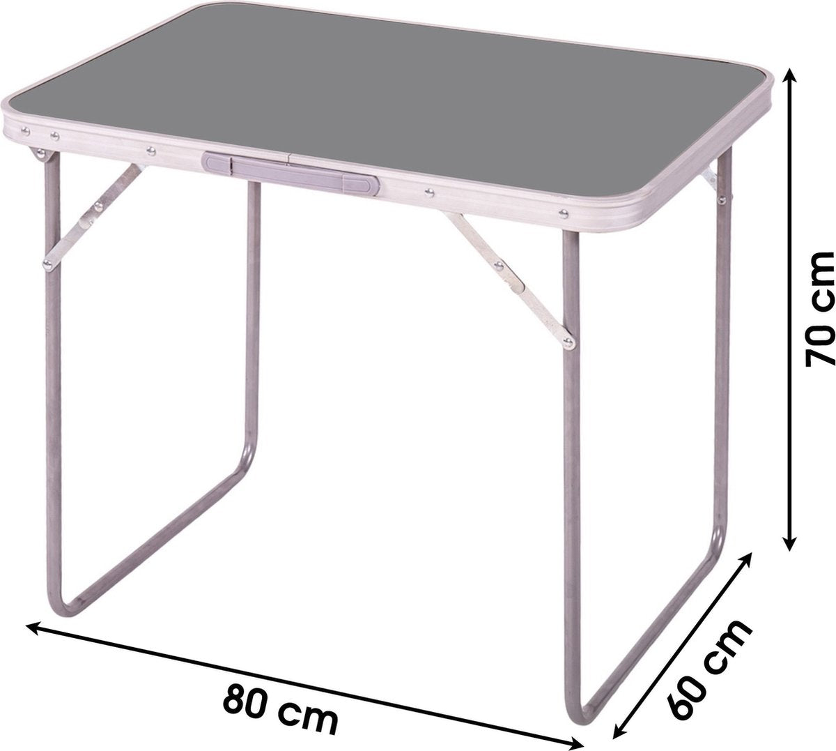 Table De Camping Pliable Avec Cadre En Métal 80x60xh70 Cm