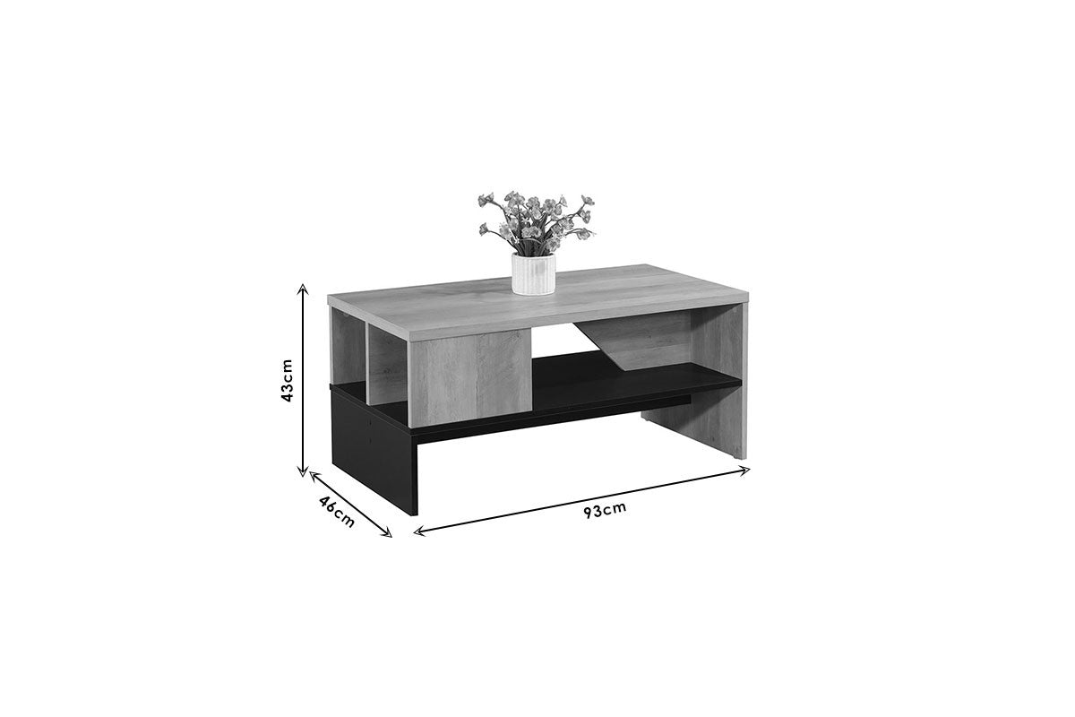 Table basse Naya Bois naturel anthracite 93x46x43 cm