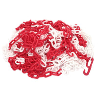 Chaîne plastique blanche et rouge 6mm x 25m + crochets