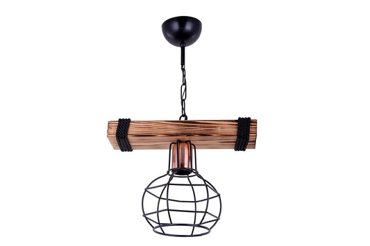 Suspension luminaire Plafonnier  E27 noyer-noir 28,5x15x50cm