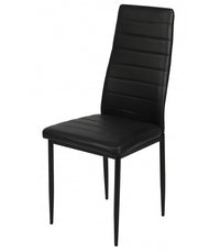 Chaise  salle a manger dossier haut Effet Cuir noir 42,5x49x98 cm