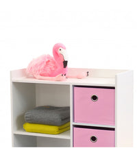 Meuble De Rangement Chambre Enfant Blanche Avec 4 Paniers Rose Et Gris