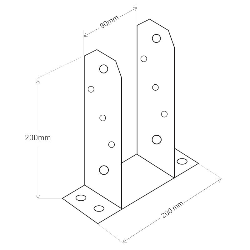 Support Pied de poteau vissé TT 90/200/200mm protection incendie