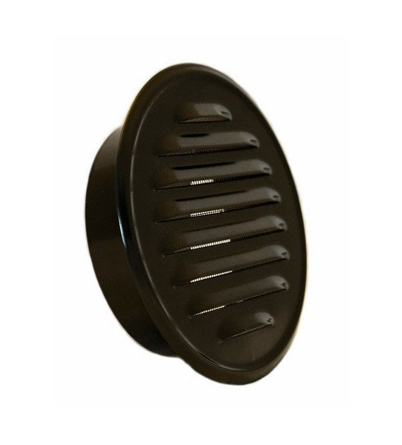 Grille d'aération ventilation ronde 125mm noire avec brides