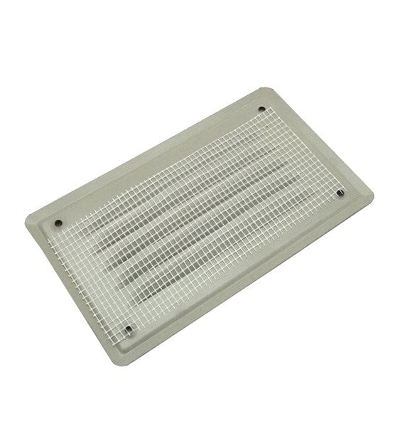 Grille de ventilation  aération oblique en métal S 7x14 blanche + maille